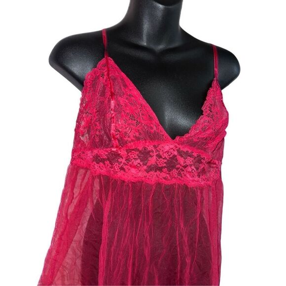 Beautiful Vintage VTG 90's Y2K Victoria’s Secret red baby doll Nightgown Sleep S - Picture 2 of 8